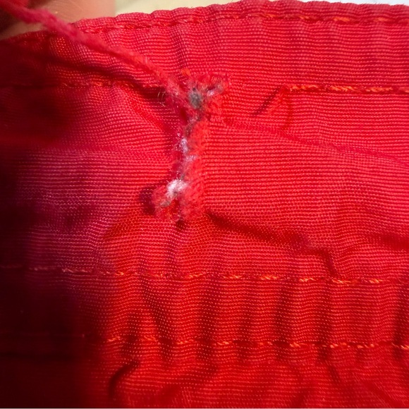 Guess Men's Red Athletic Swim Shorts with Patterned Stripes Large - Picture 4 of 6